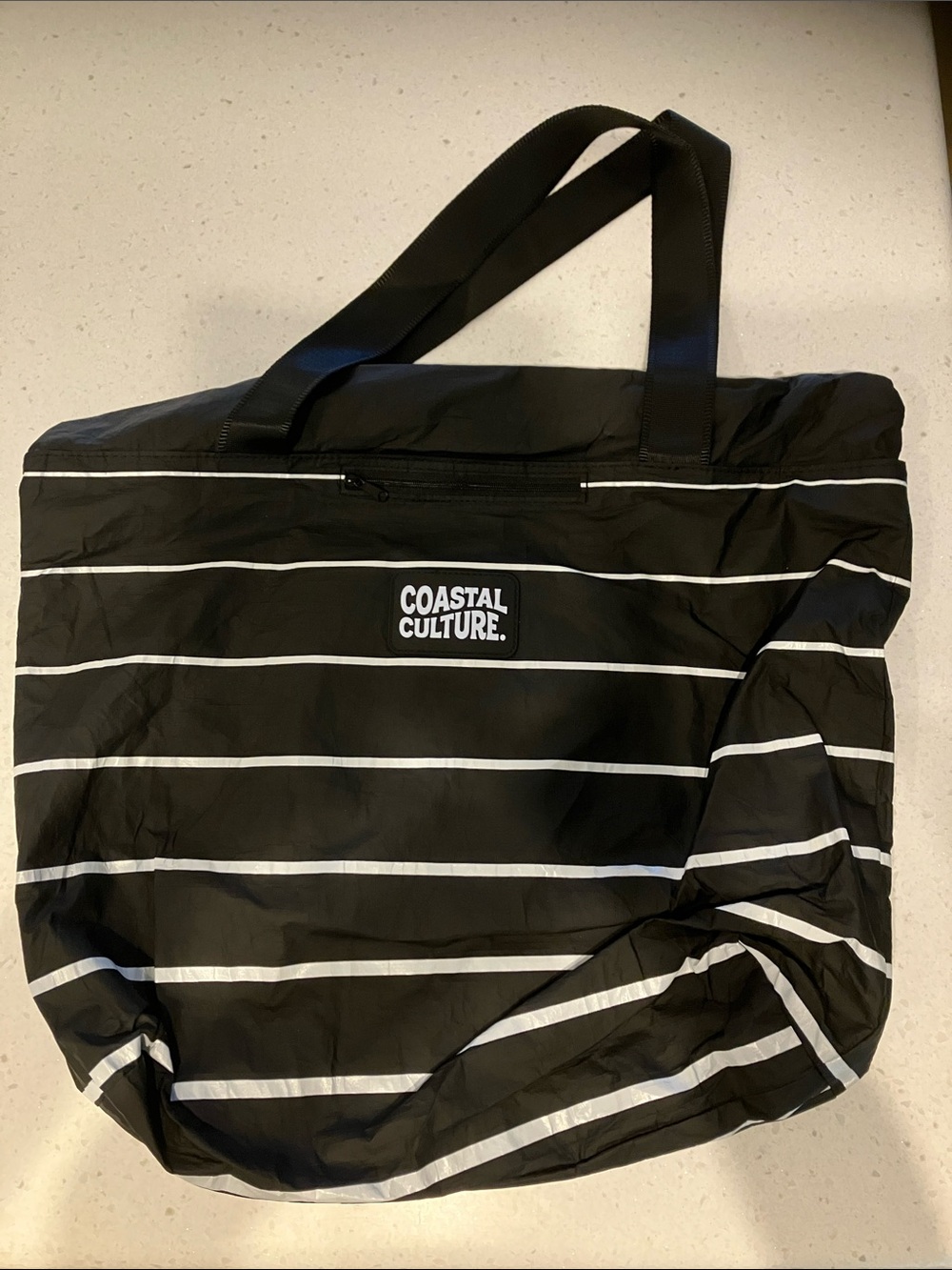 Coastal Culture Everyday Tote in Black Stripe NWOT